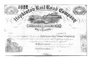 1890 Hopkinton Railroad Co stock certificate